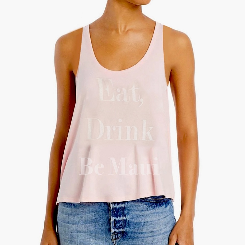 Wildfox Eat, Drink, Be Maui Graphic Tank Top in Pastel Pink